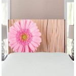 Ambesonne Rustic Headboard Large Gerbera Daisy on Oak Tree Background Dramatic South American Exotic Photo Upholstered Decorative Metal Bed Headboard with Memory Foam Twin Size Pink Brown