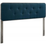 Collins Tufted Twin Fabric and Wood Headboard in Gray Azure