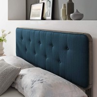 Collins Tufted Twin Fabric and Wood Headboard in Gray Azure