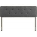 Collins Tufted Twin Fabric and Wood Headboard in Gray Charcoal