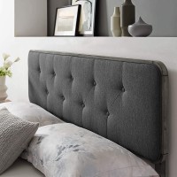Collins Tufted Twin Fabric and Wood Headboard in Gray Charcoal