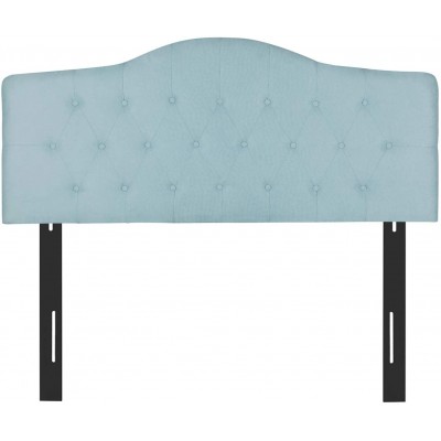 Decent Home Fabric Upholstered Queen Headboard with Tufted Button Adjustable Height Blue