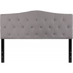 Flash Furniture Cambridge Tufted Upholstered Queen Size Headboard in Light Gray Fabric