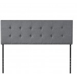 Giantex Modern Upholstered Headboard Tufted Button Faux Linen Headboards 3 Level Adjustable Height Heavy Duty Metal Queen& Full Size Suitable Grey