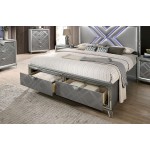 ioHOMES Labriola Contemporary Padded Headboard Wood California King Bed Silver
