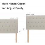 Kingfun Tbfit Upholstered Tufted Twin Bed Headboard in Modern Button Design Adjustable Solid Wood Head Board Premium Linen Fabric Padded Headboards in Bedroom Beige