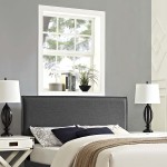 Modway Camille Linen Fabric Upholstered King Headboard in Gray with French Piping
