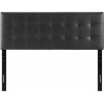 Modway Lily Tufted Faux Leather Upholstered Queen Headboard in Black