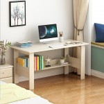 2 in 1 Home Office Desk with Bookshelf Simple and Stylish Solid Wood Table with Storage Shelf Small Desktop Computer Desk Office Workstation for Home Office Yellow 39.4 x 17.7 x 28.3 inch
