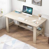 2 in 1 Home Office Desk with Bookshelf Simple and Stylish Solid Wood Table with Storage Shelf Small Desktop Computer Desk Office Workstation for Home Office Yellow 39.4 x 17.7 x 28.3 inch