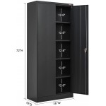 Besfur Metal Storage Cabinet 72" H Large Metal Cabinets with 4 Adjustable Shelves and Locking Doors Classic Steel Storage Cabinet for Home School Office Garage Black