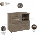 Bush Business Furniture Studio C Office Storage Cabinet with Drawers and Shelves Modern Hickory