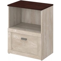 Bush Furniture Townhill Lateral File Cabinet in Washed Gray and Madison Cherry