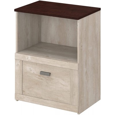 Bush Furniture Townhill Lateral File Cabinet in Washed Gray and Madison Cherry