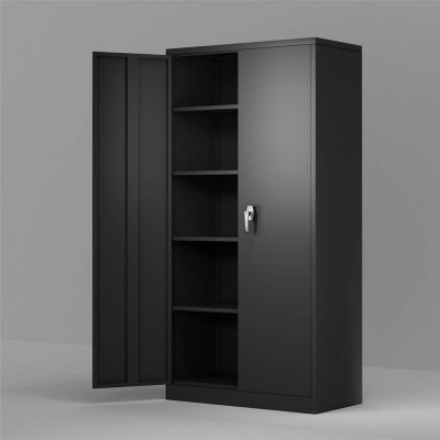 Cabinet for Storage,Black Steel Storage Cabinet with Doors and Shelves for Home Office,Lock Lockable,Wall Mount 72" H