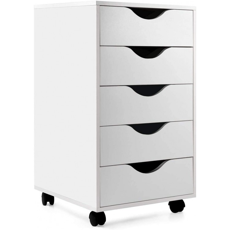EDGEWOOD Mobile Filing Storage File Vertical Wood Cabinet with Wheel Lockable Casters, 5-Drawer 24”H