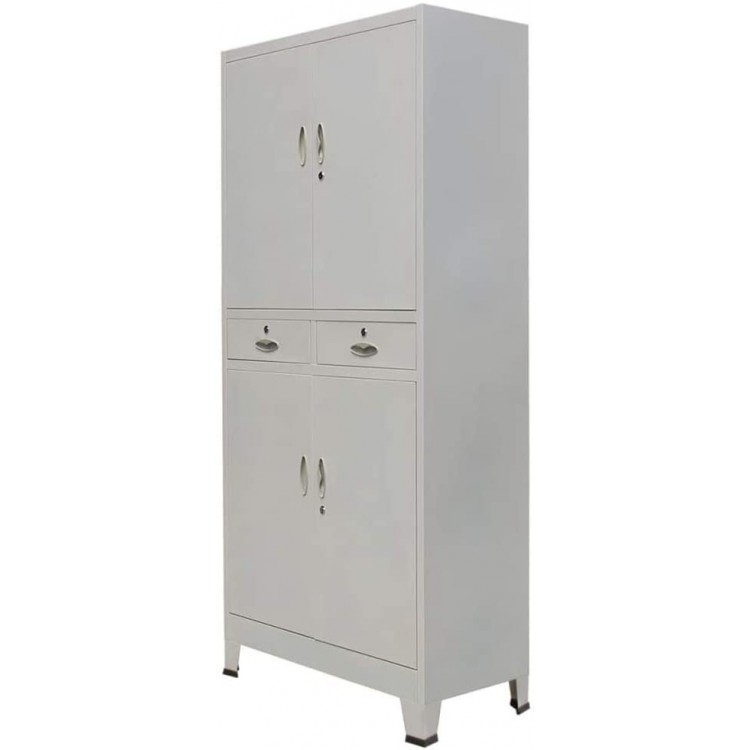 Estink File Cabinet Grey Steel with Locks File Cabinet Nightstand Storage Cabinets with 4 Doors Storage Filing Office Home Use,35.4 x15.7 x70.9In
