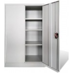 Festnight Floor Cabinet Storage with 2 Doors & 3 Adjustable Shelves for Office Decor Steel Gray 35.4"x15.7"x55.1"