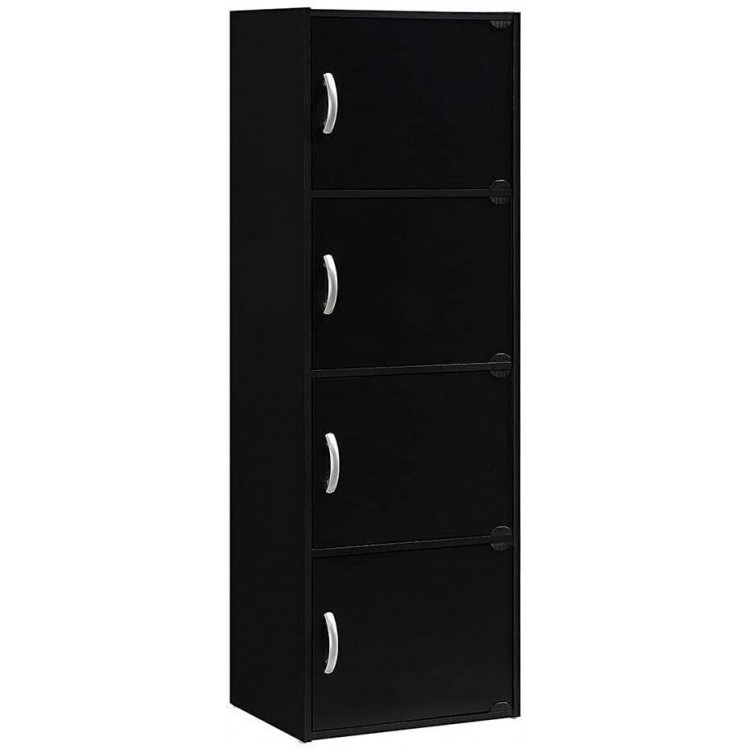 GKOMMERK Office Storage Cabinet 4-Door 4-Shelf Storage Cabinet Clothes Office Supplies Kitchen Organizer Black