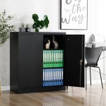 GKOMMERK Office Storage Cabinet Metal Storage Cabinet with 2 Adjustable Shelves and 2 Lockable Door Home Office