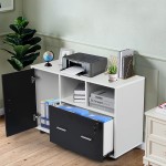 Home Office Bedroom Storage Rack File Cabinet Storage Cabinet Wood File Cabinet Mobile Lateral Filing Cabinet with Wheels Black 100×40×60cm