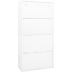 INLIFE Office Cabinet White 35.4"x15.7"x70.9" Steel and Tempered Glass