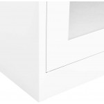 INLIFE Office Cabinet White 35.4"x15.7"x70.9" Steel and Tempered Glass