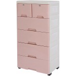 LOYALHEARTDY 5 Layer Drawer Storage Cabinet 6 Drawer Plastic Dresser Storage Tower Closet Organizer Unit for Home Office Bedroom 19.7"W x 13.8"D x 40" H pink