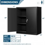 Metal Storage Cabinet with Locking Doors Lockable Steel Storage Cabinet with 2 Doors and Shelves Black Metal Cabinet with Lock Small Steel Cabinet for Office Garage Home Shop INTERGREAT