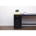 Mobile Cabinet Portable File Cabinet 3 Drawers Metal Vertical Lockable Filing Cabinet Made of Durable Steel Construction Perfect for Your Home Office and Work Place-Black