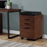 Monarch Specialties 25 Inch Tall Spacious 3 Drawer Home Office Rolling Filing Cabinet Dark Cherry Brown Wood Look Finish