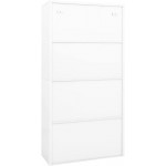 NusGear Office Cabinet White 35.4"x15.7"x70.9" Steel and Tempered Glass-N5938