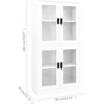 NusGear Office Cabinet White 35.4"x15.7"x70.9" Steel and Tempered Glass-N5938