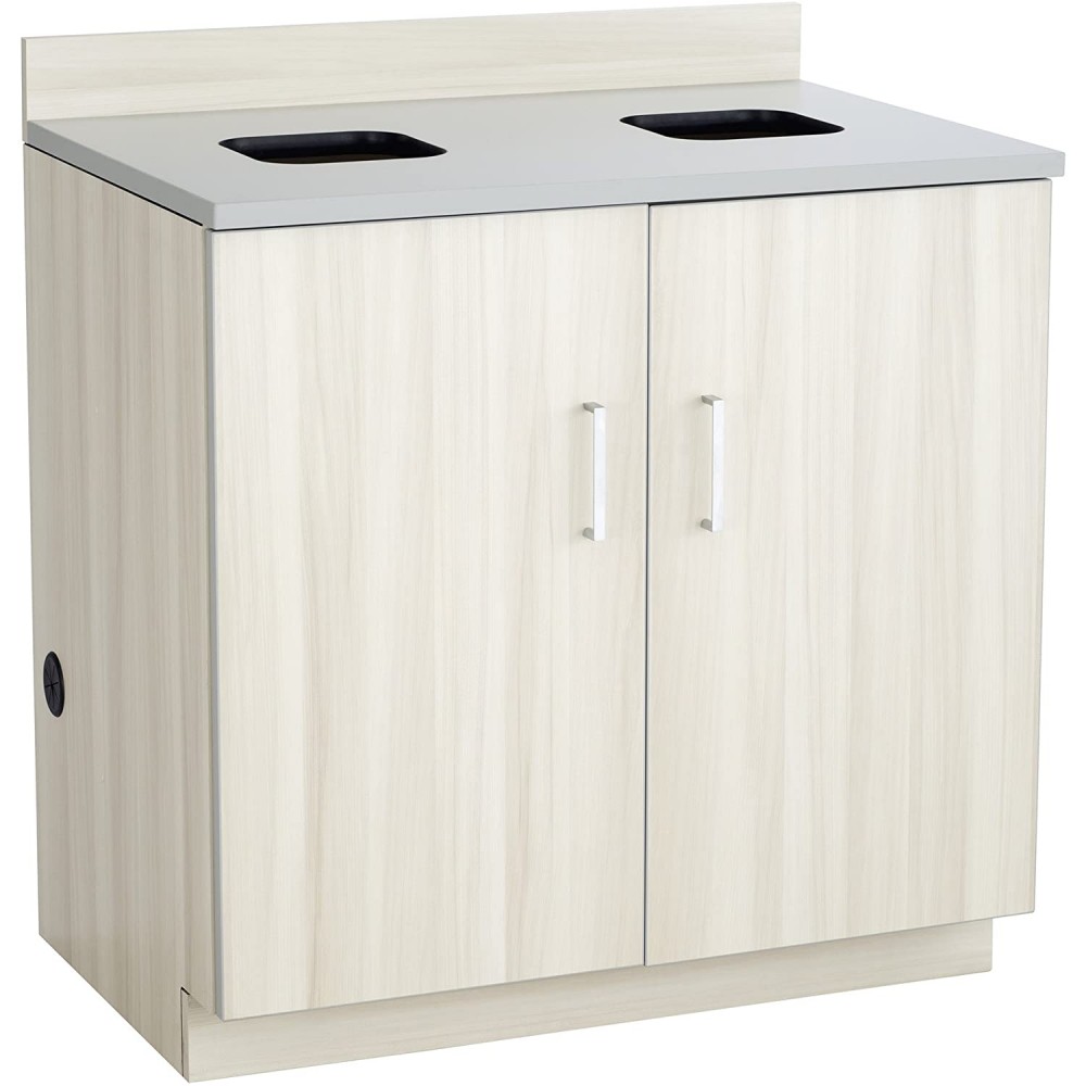 Safco Products Modular Hospitality Breakroom Base Cabinet Waste Management 2 Door Compartment Vanilla Stix Base Gray Top