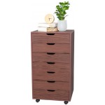 Seven Drawers MDF With PVC Wooden Filing Cabinet This 7-Drawer Cart feature sliding drawers for easily accessible storage in your home office kitchen or craft room Dark Walnut Color
