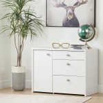South Shore 1-Door Office Storage Unit with File Drawer Pure White