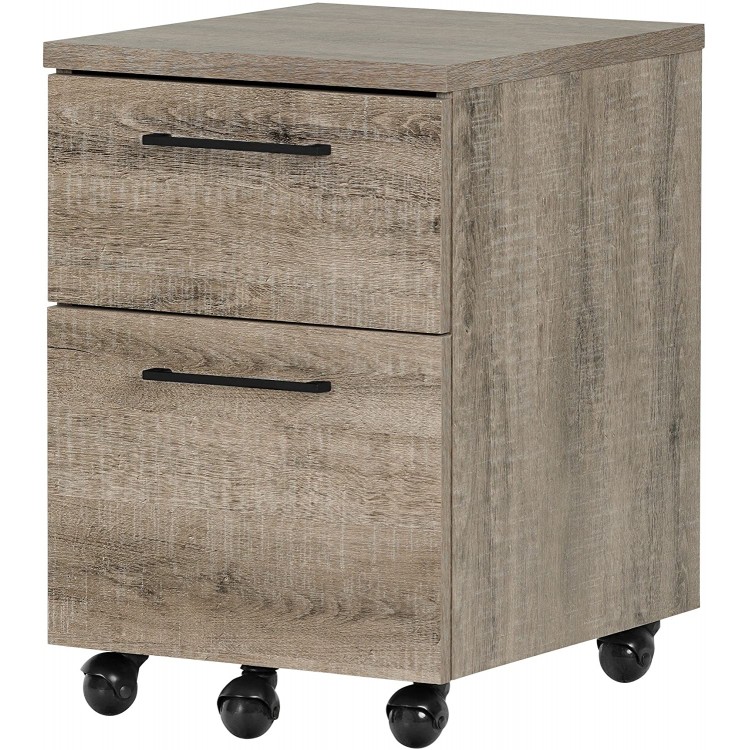 South Shore Munich Industrial Design 2-Drawer Mobile File Cabinet Weathered Oak
