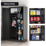 Steel Storage Cabinet 6 Shelf Metal Storage Cabinet with 4 Adjustable Shelves and Lockable Doors for Home and Office Black