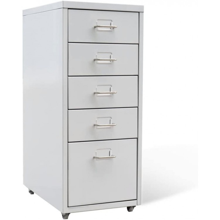 vidaXL Office Cabinet with 5 Drawers Gray 27” Steel，Metal Storage Cabinet，Great Steel Locker for Garage Kitchen Pantry Office and Laundry Room