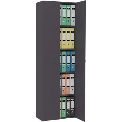 ZAMAX 2 Doors Office Storage Cabinet with 5 Shelves Chipboard Modern Design Home and Office Files Locker Easy Assemble 23.6"x12.6"x74.8" W x D x H Gray