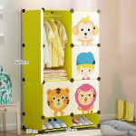 Casual Shoes-bit Wardrobe Armoire Hanging Removable Storage Plastic Divide-Grid Shelves Clothes Bedroom Home Dormitory Green MUMUJIN Size : 75X37X129CM