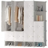Closet Wardrobe Plastic Portable Wardrobe Closet for Bedroom Clothes Armoire Dresser Multi-Use Cube Storage Organizer with White Doors Color : A