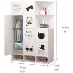 Closet Wardrobe Portable Wardrobe Closet Clothes Wardrobe Bedroom Armoire Storage Organizer with White Doors 7 Cubes &1 Hanging Sections Color : White Size : B