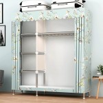 Combination Armoire Simple Wardrobe Cloth Wardrobe Closet Storage Organizer with 1 Hanging Rod and 4 Shelves Household Bedroom Armoire Green Portable Wardrobe Closet Size : 108X45X170CM