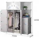 Combination Wardrobe Portable Wardrobe Closets Depth Cube Storage Bedroom Armoire Storage Organizer with Doors Clothing Storage Cabinet Combined Wardrobe Color : White