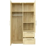 DKLGG High Wardrobe with 2 Doors Wooden Wardrobe Closet with 2 Drawers and 4 Storage Spaces and Hanging Rod Armoire Clothes Storage Organizer Large Storage Cabinet for Bedroom Cloakroom