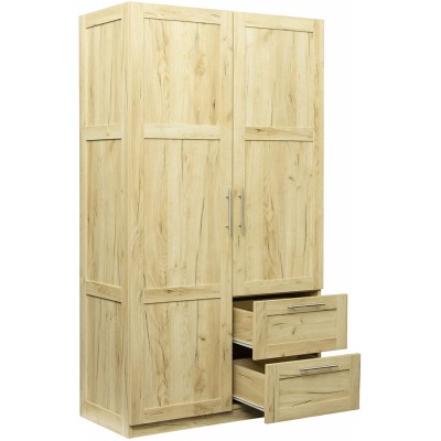 DKLGG High Wardrobe with 2 Doors Wooden Wardrobe Closet with 2 Drawers and 4 Storage Spaces and Hanging Rod Armoire Clothes Storage Organizer Large Storage Cabinet for Bedroom Cloakroom