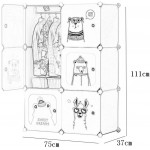 fhw 4-Gitter Wardrobe Armoire Hanging Removable Storage Plastic 6-Door Shelves Clothes Bedroom Home Blue 75X37X111CM