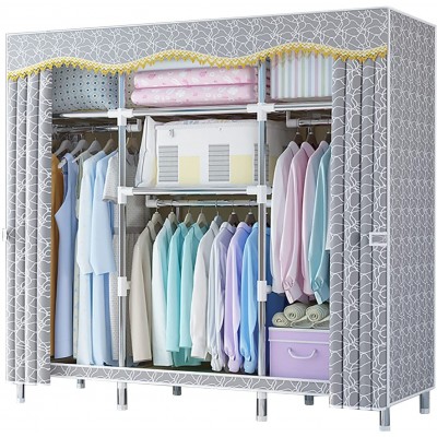 GQSJYM Closet Organizer Storage with Shelves Wardrobe Cabinet Bedroom Shelf is Metal Frame and Cloth Material System Armoire Saving Unit for Home College Dorm Charging Station