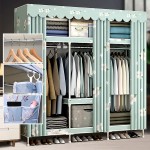 GQSJYM Storage Cabinet Wardrobe Clothes Organizer for Medium and Long Clothes Bedroom Armoires with Accessories Placed in The Compartment Color : B Size : 180X45X172cm